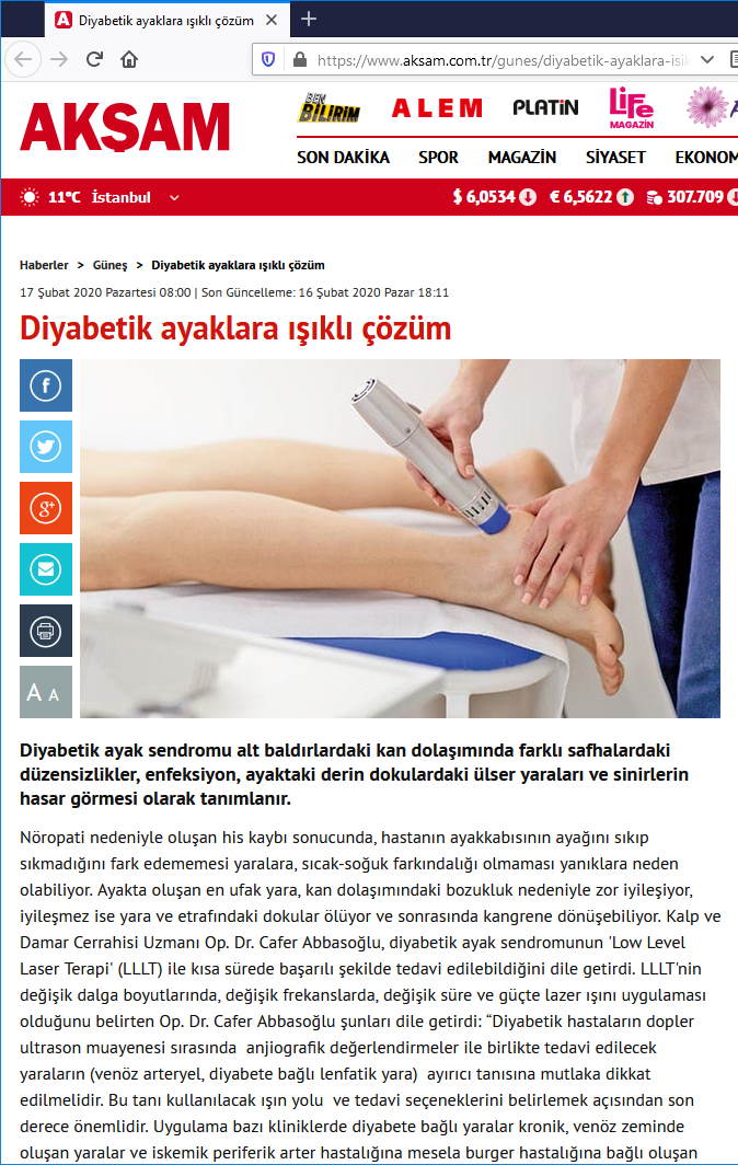 Diyabetik Ayaklara Işıklı Çözüm